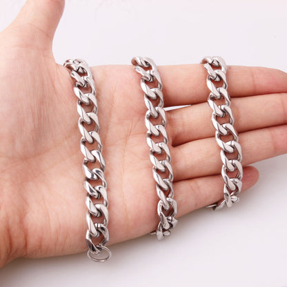 Men's Irregular Faceted Silver Necklace Featuring Durable Titanium Steel Chain
