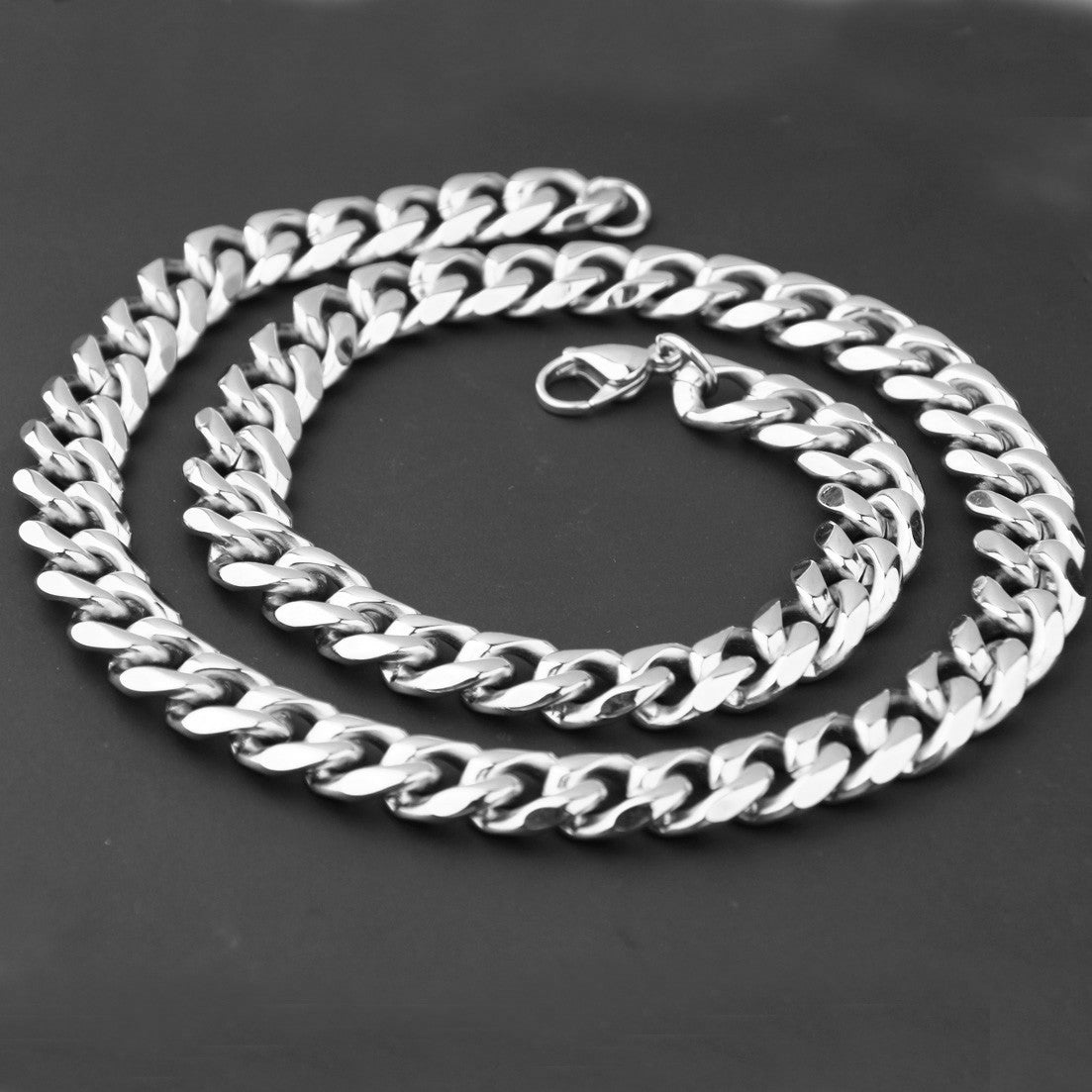 Men's Irregular Faceted Silver Necklace Featuring Durable Titanium Steel Chain