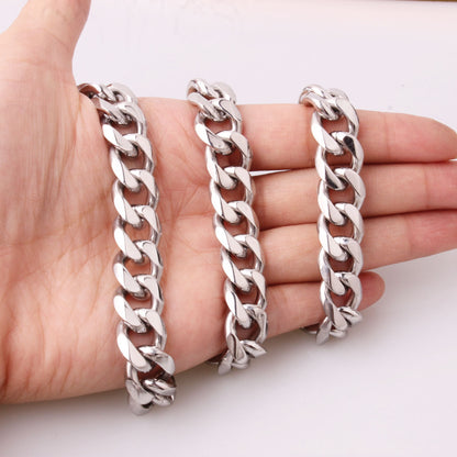 Men's Irregular Faceted Silver Necklace Featuring Durable Titanium Steel Chain