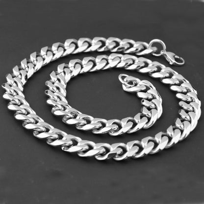 Men's Irregular Faceted Silver Necklace Featuring Durable Titanium Steel Chain