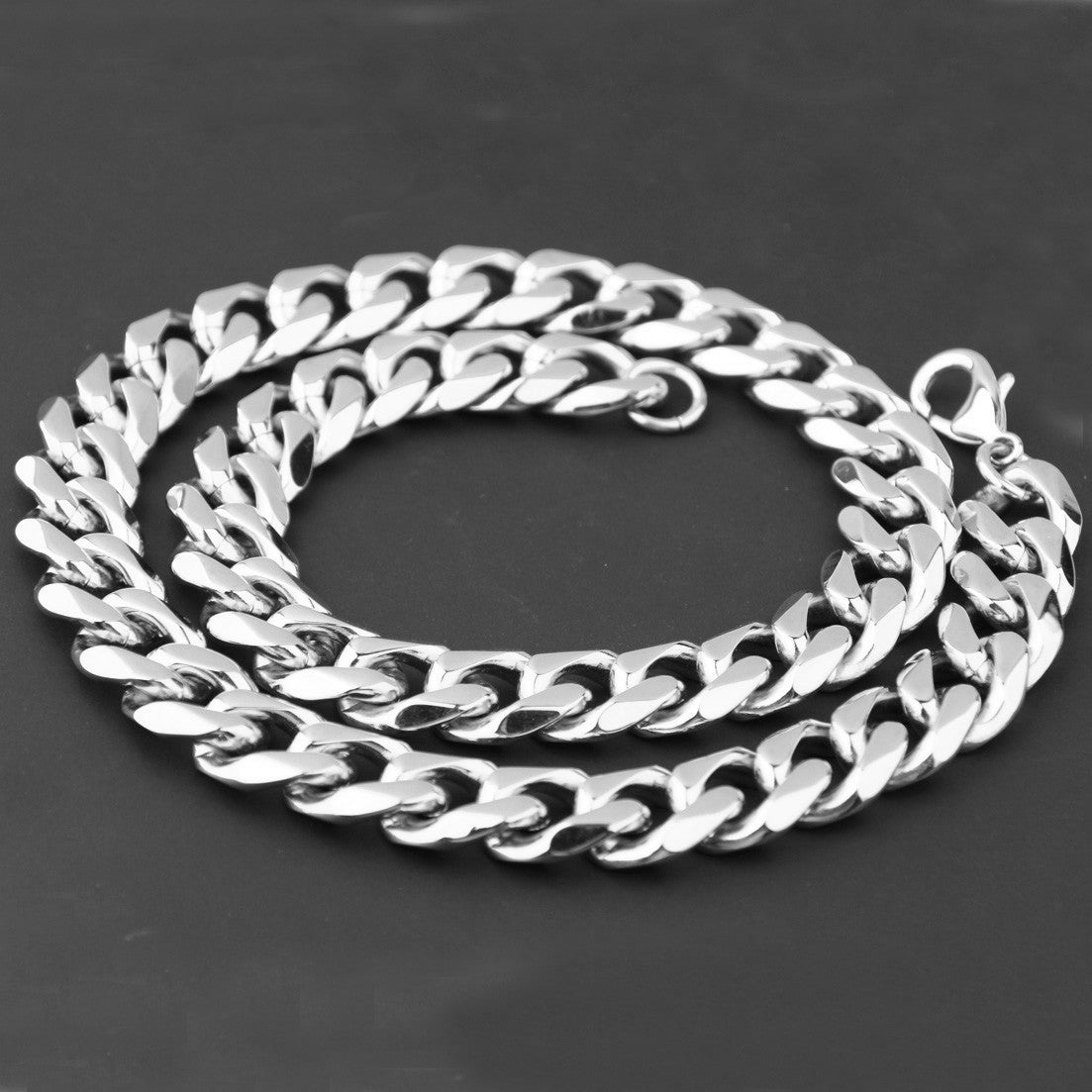 Men's Irregular Faceted Silver Necklace Featuring Durable Titanium Steel Chain