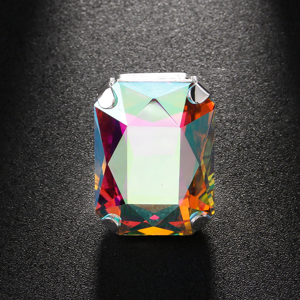 Simple Style Adjustable Square Ring For Women In Alloy Material