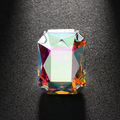 Simple Style Adjustable Square Ring For Women In Alloy Material