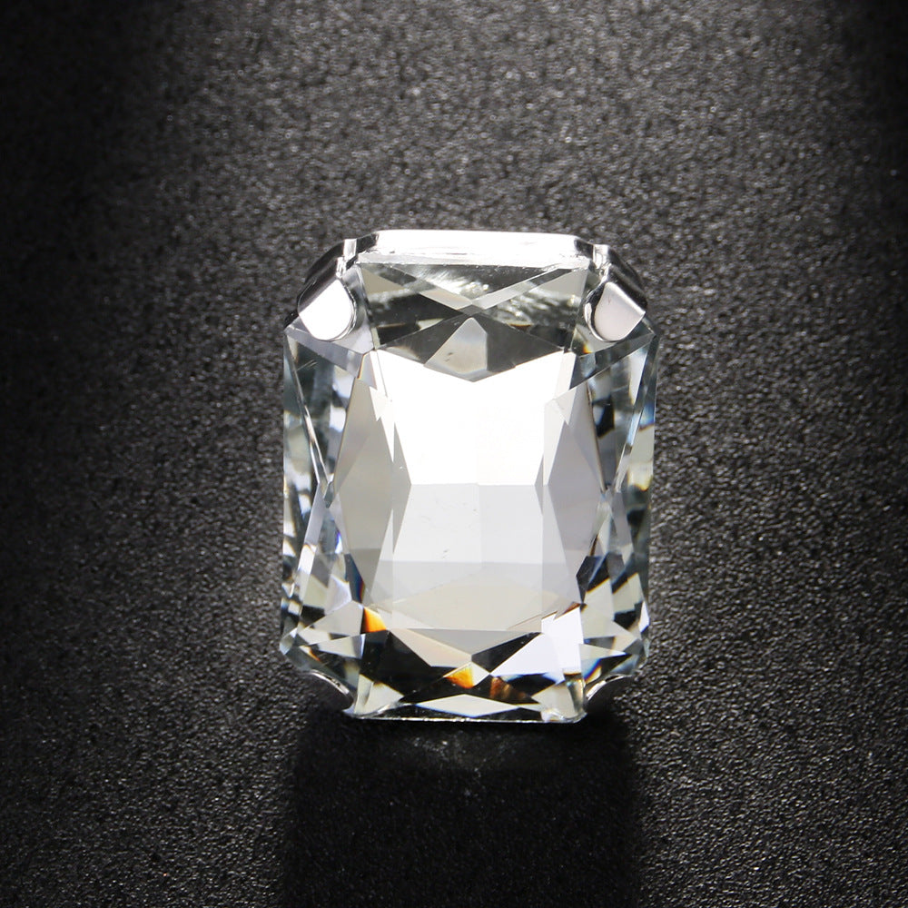 Simple Style Adjustable Square Ring For Women In Alloy Material