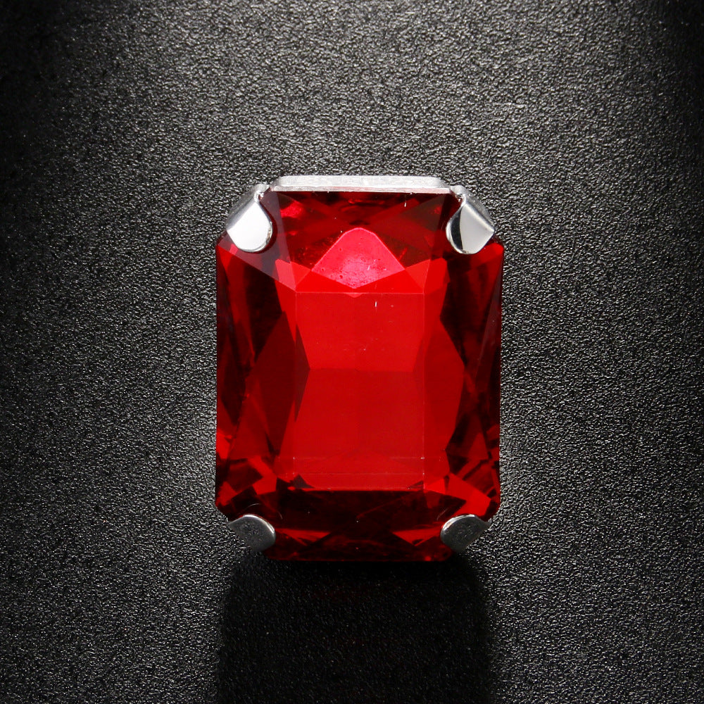 Simple Style Adjustable Square Ring For Women In Alloy Material