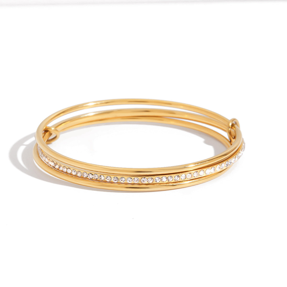 Simple Style Circle Bangle In 304 Stainless Steel With Waterproof Non Tarnish Electroplated Gold Plating