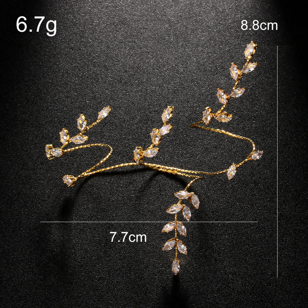 Silver Leaves Alloy Bangle For Women With Electroplated Finish And Zircon Inlay