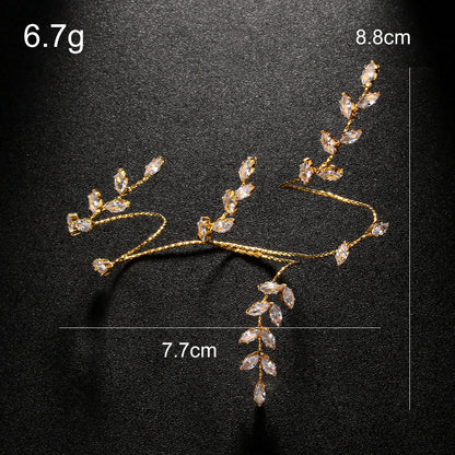 Silver Leaves Alloy Bangle For Women With Electroplated Finish And Zircon Inlay