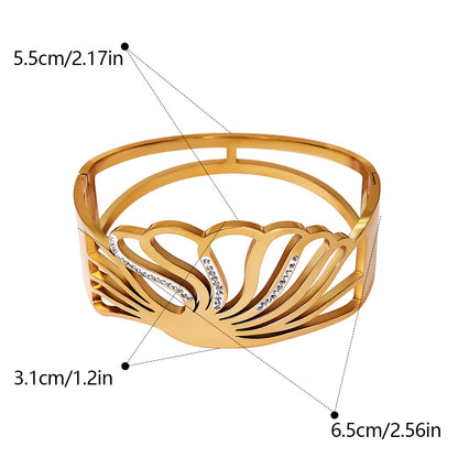 Circle Inlay Titanium Steel Bangle With Electroplated Gold Plating Process