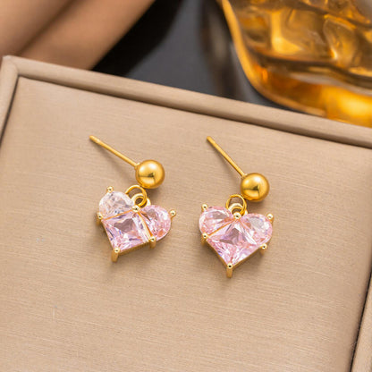 Heart Shape Jewelry Set For Valentine'S Day Featuring Durable Titanium Steel In Elegant Golden Color