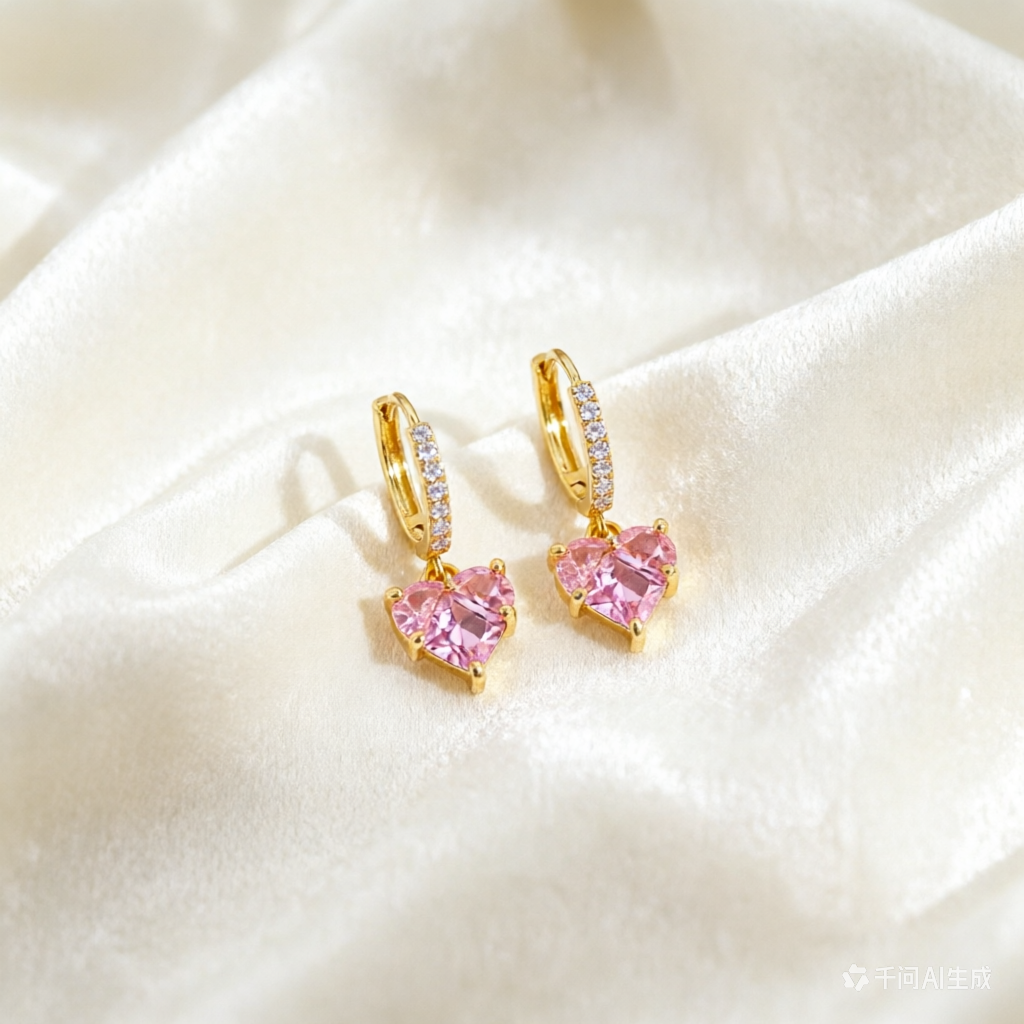 Heart Shape Jewelry Set For Valentine'S Day Featuring Durable Titanium Steel In Elegant Golden Color