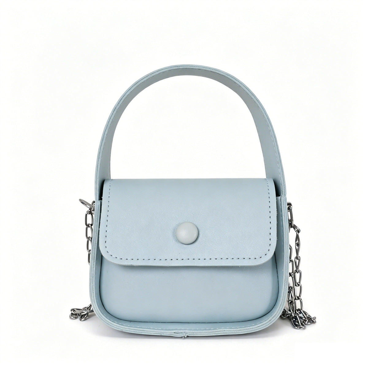 Solid Color Square PU Leather Shoulder Bag For Women With Chain Strap