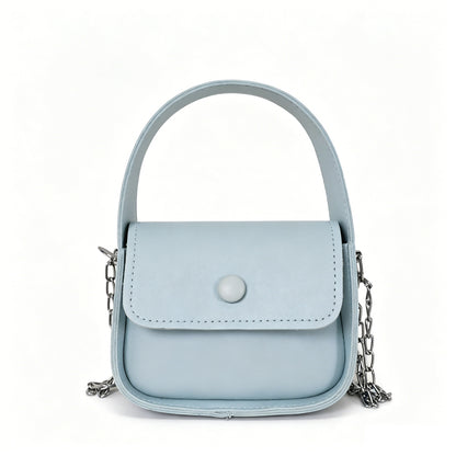 Solid Color Square PU Leather Shoulder Bag For Women With Chain Strap