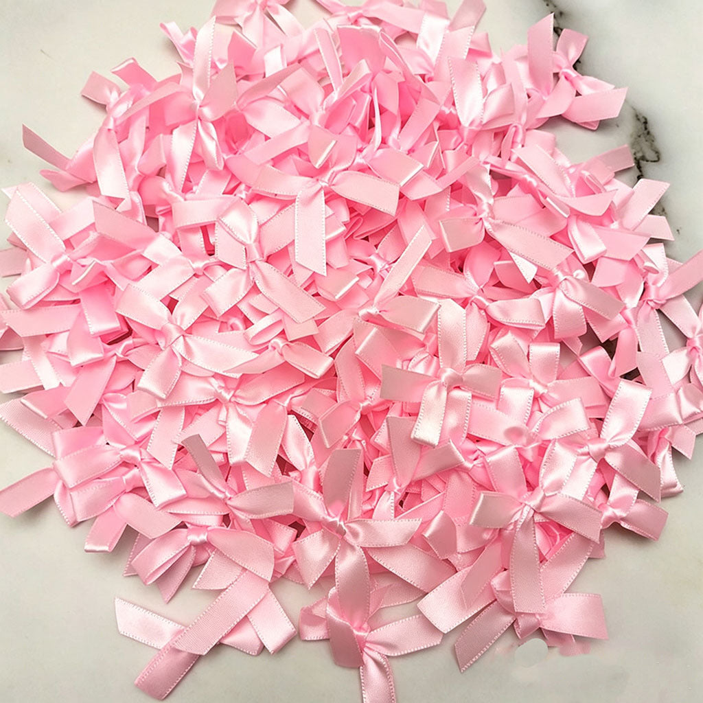 Fresh-Keeping Pink Satin Ribbon Bow Polyester Satin Ribbon Knot Flower DIY Handmade Decoration 50pcs/pack Poly Fiber Knot