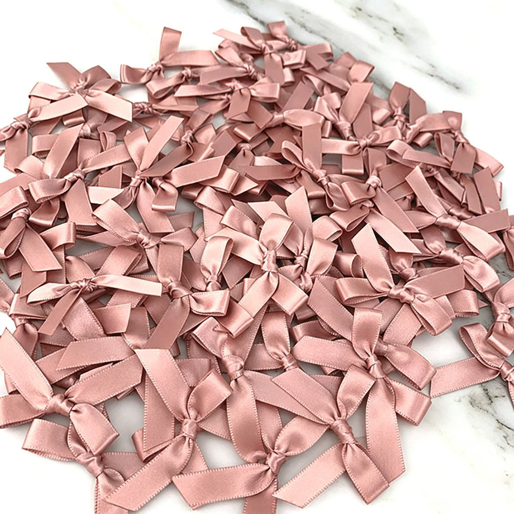 Fresh-Keeping Pink Satin Ribbon Bow Polyester Satin Ribbon Knot Flower DIY Handmade Decoration 50pcs/pack Poly Fiber Knot