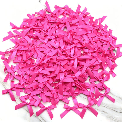 Fresh-Keeping Pink Satin Ribbon Bow Polyester Satin Ribbon Knot Flower DIY Handmade Decoration 50pcs/pack Poly Fiber Knot
