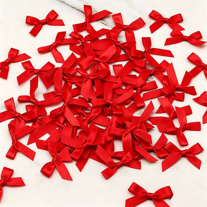 Fresh-Keeping Pink Satin Ribbon Bow Polyester Satin Ribbon Knot Flower DIY Handmade Decoration 50pcs/pack Poly Fiber Knot