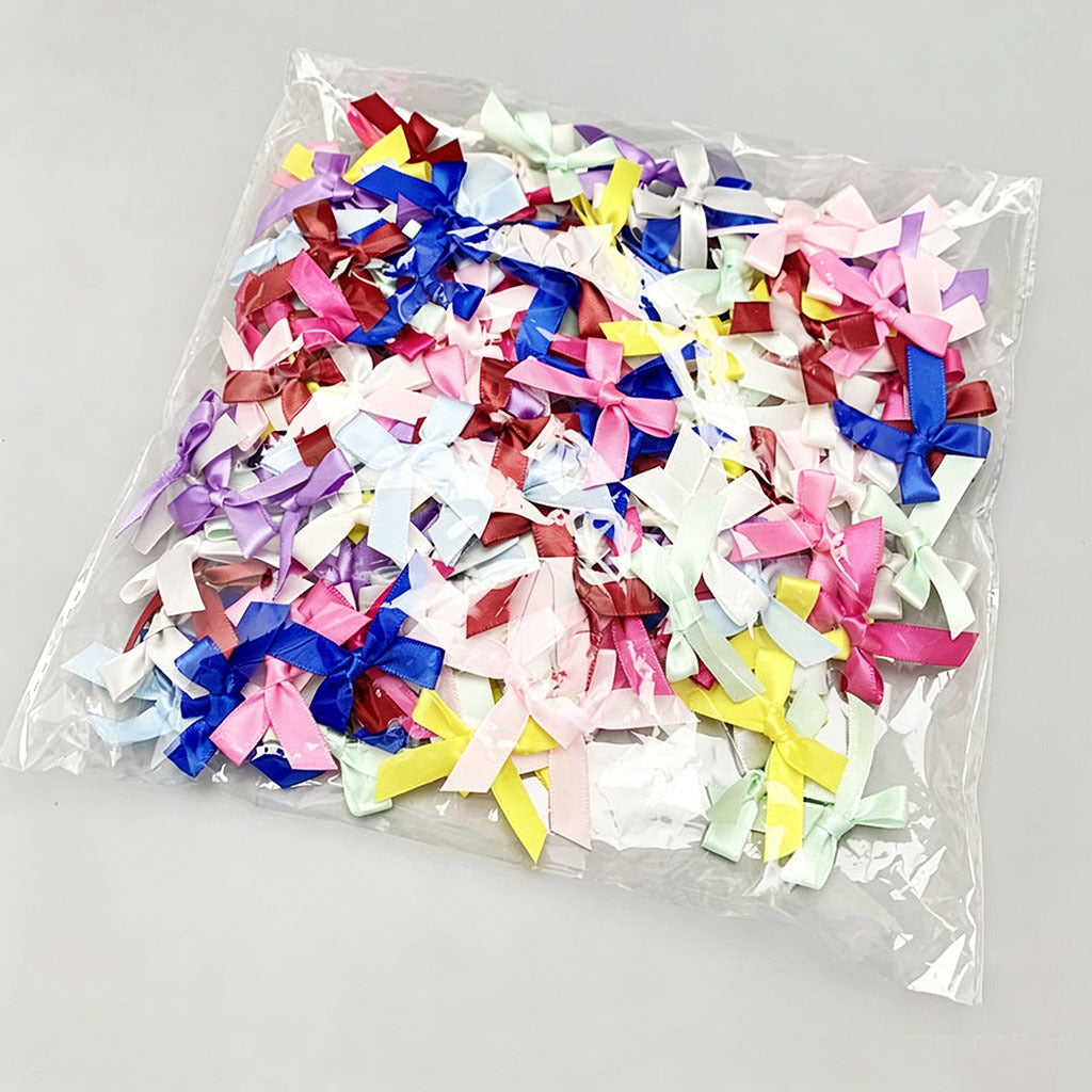 Fresh-Keeping Pink Satin Ribbon Bow Polyester Satin Ribbon Knot Flower DIY Handmade Decoration 50pcs/pack Poly Fiber Knot