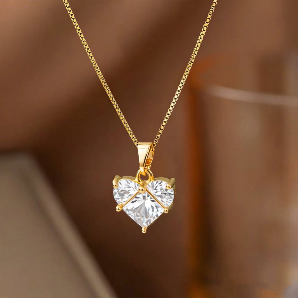 Heart Shape Jewelry Set For Valentine'S Day Featuring Durable Titanium Steel In Elegant Golden Color