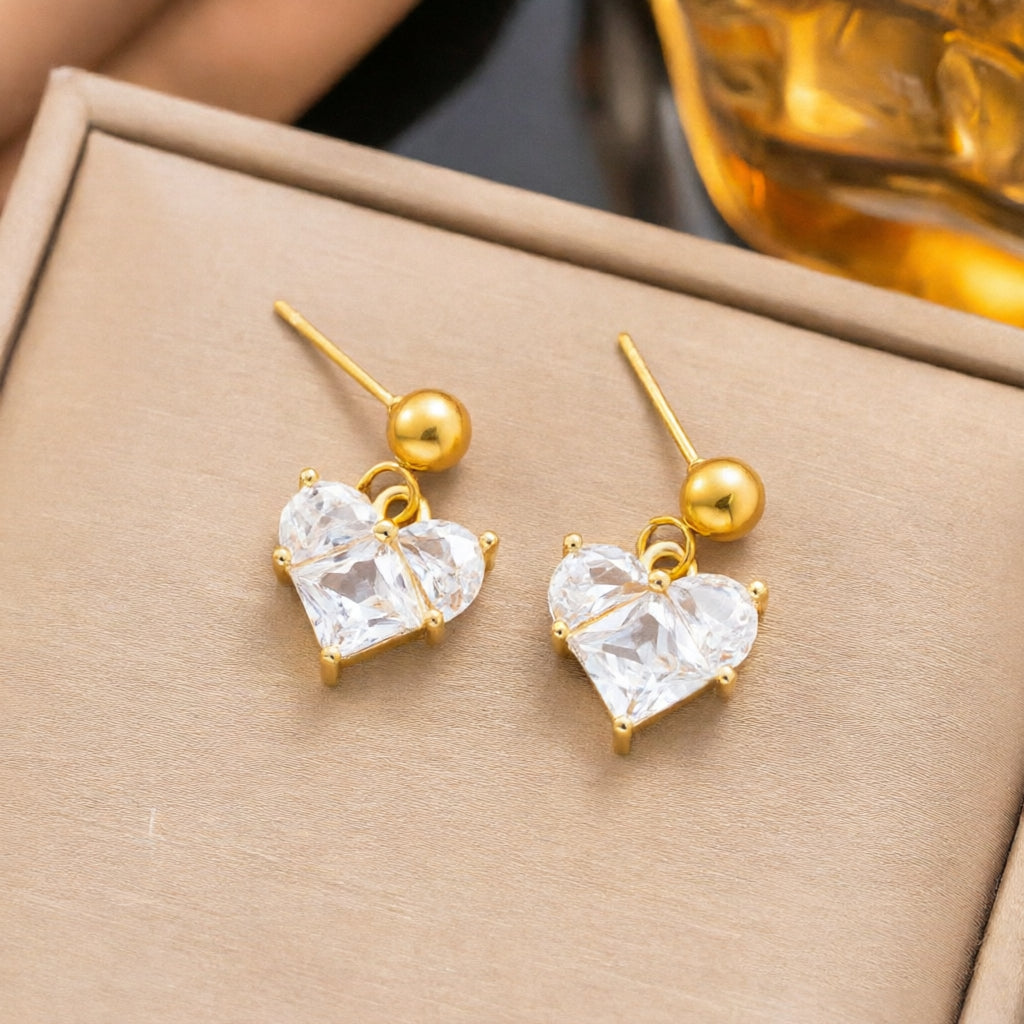 Heart Shape Jewelry Set For Valentine'S Day Featuring Durable Titanium Steel In Elegant Golden Color