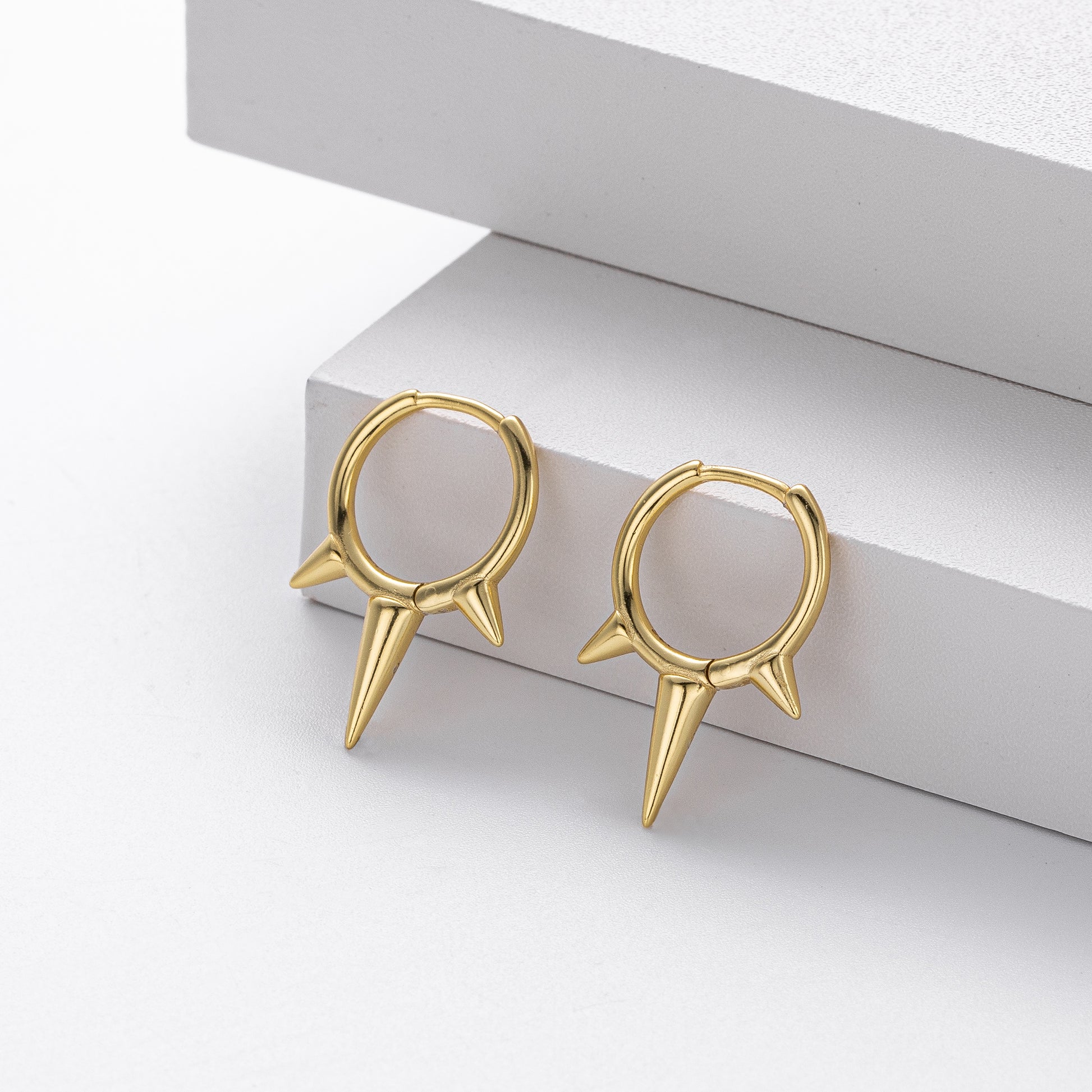Conical 925 Sterling Silver Earrings For Women With 18K Gold Plating 0.03µm Thickness