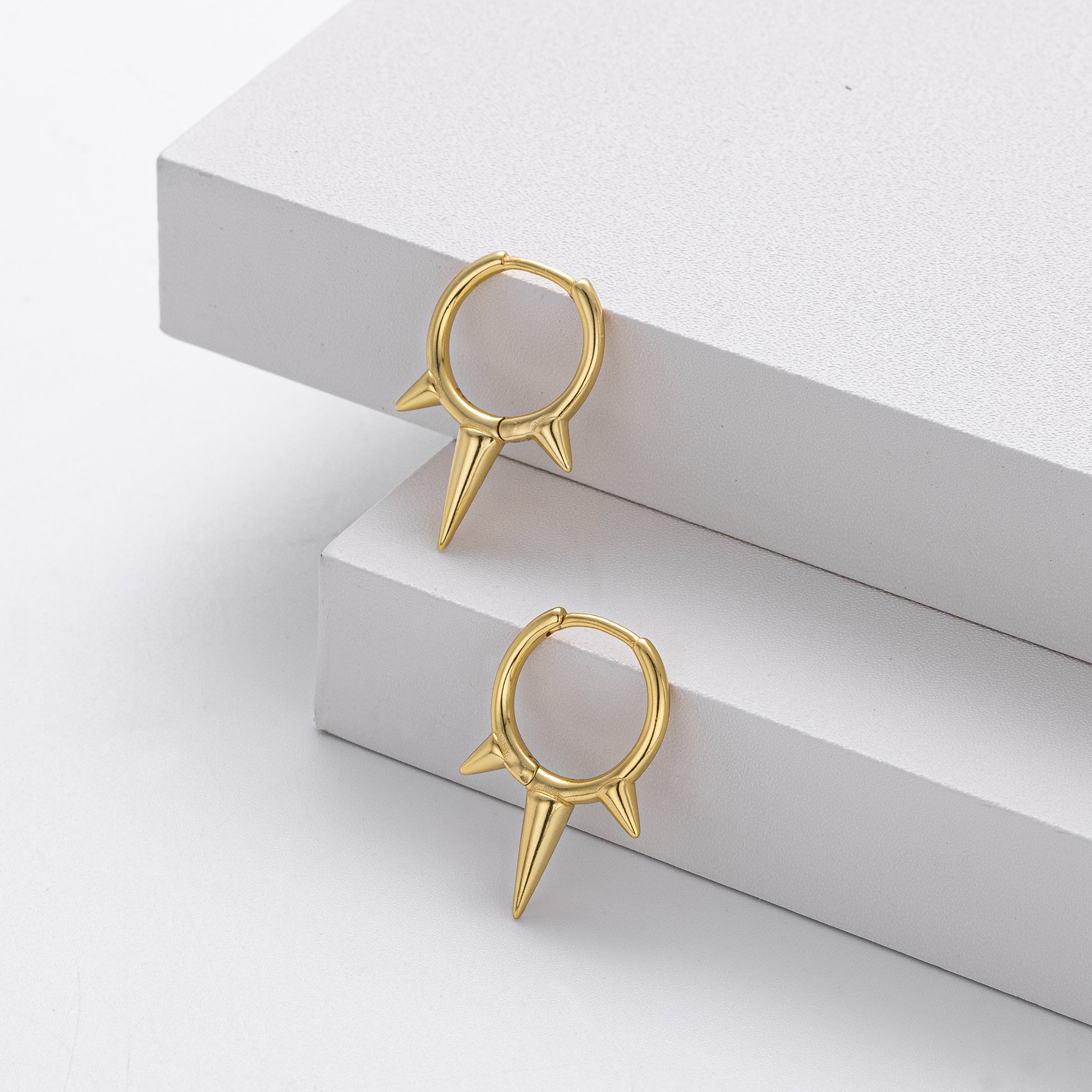Conical 925 Sterling Silver Earrings For Women With 18K Gold Plating 0.03µm Thickness