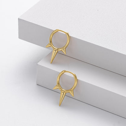 Conical 925 Sterling Silver Earrings For Women With 18K Gold Plating 0.03µm Thickness
