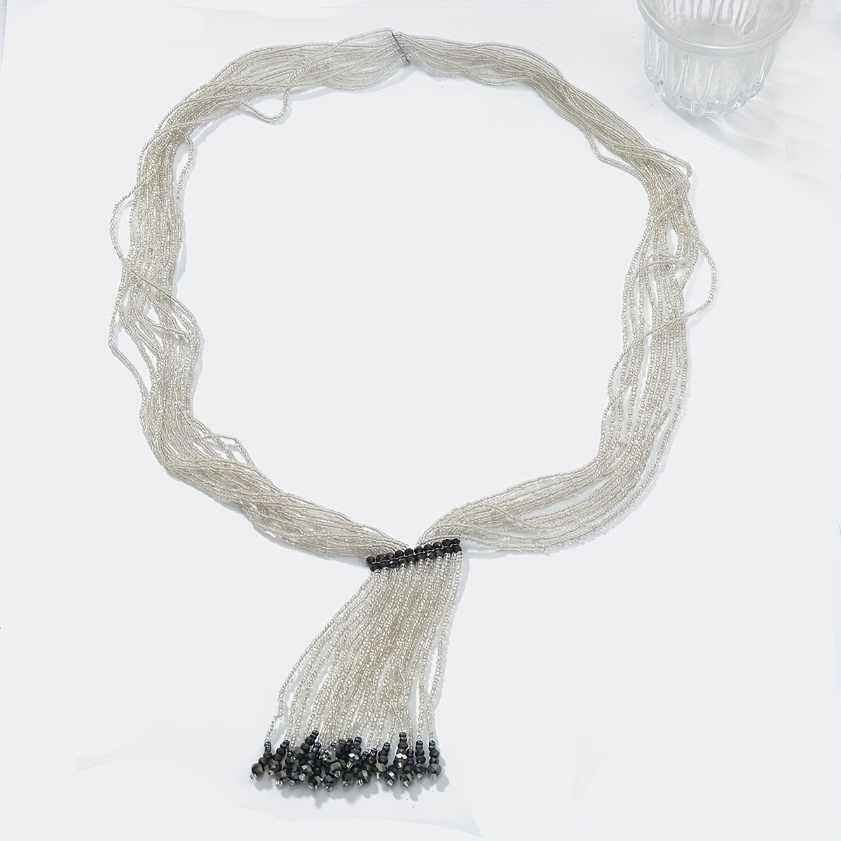 Handwoven Sweater Chain Daily Party Long Necklace Geometric Alloy Pendant Women's Vintage Luxury Tassel Necklace