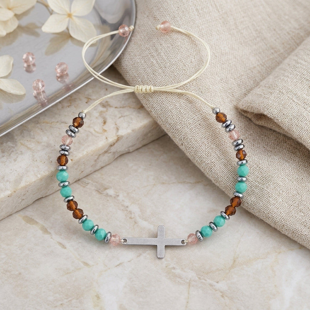 Adjustable Silver Blue Crystal Bracelet Woven Rope Design Suitable For Most Scenarios Unisex Travel Theme British Style