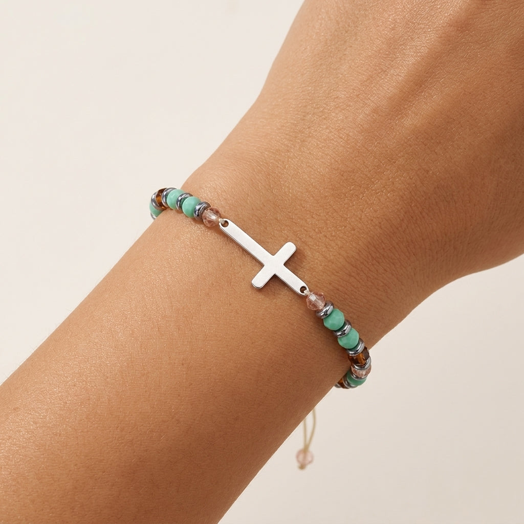 Adjustable Silver Blue Crystal Bracelet Woven Rope Design Suitable For Most Scenarios Unisex Travel Theme British Style