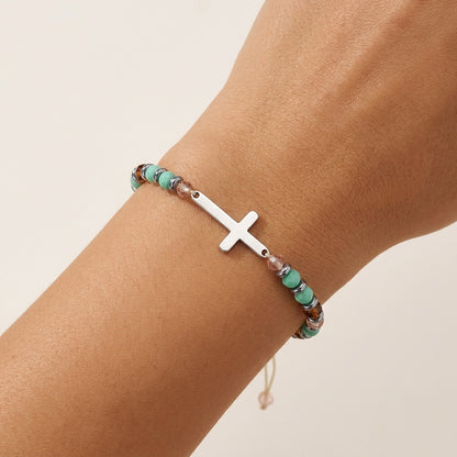 Adjustable Silver Blue Crystal Bracelet Woven Rope Design Suitable For Most Scenarios Unisex Travel Theme British Style