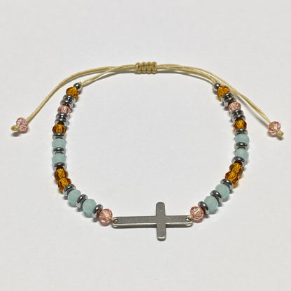 Adjustable Silver Blue Crystal Bracelet Woven Rope Design Suitable For Most Scenarios Unisex Travel Theme British Style