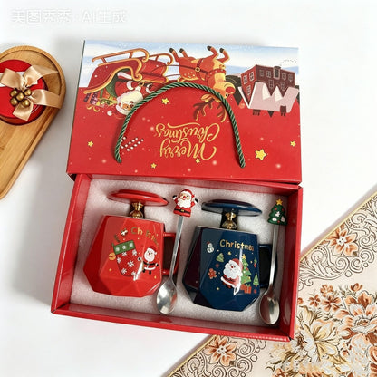 Christmas Cartoon Ceramic Mug Featuring Festive Design, Perfect For Holiday Celebrations