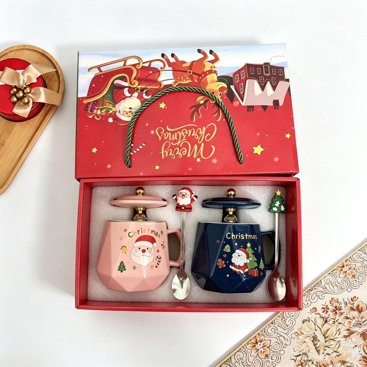Christmas Cartoon Ceramic Mug Featuring Festive Design, Perfect For Holiday Celebrations
