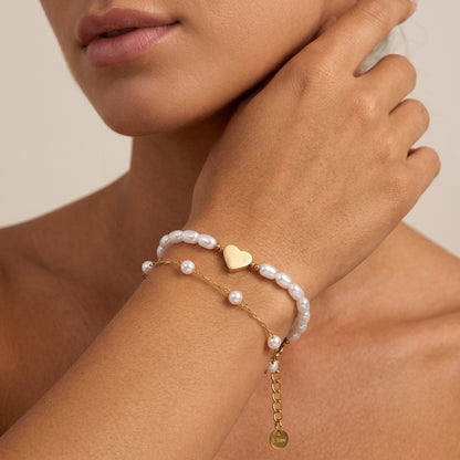 Two-layer Gold-plated Heart-shaped Pendant Bracelet For Women Suitable For Dates, Commuting, And Daily Wear With Adjustable Clasp Pure Silver