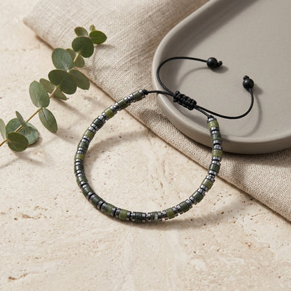 Casual Comfortable Olive Green Beaded Drawstring Bracelet Adjustable Rope Geometric Pattern Travel Daily Jewelry Accessory