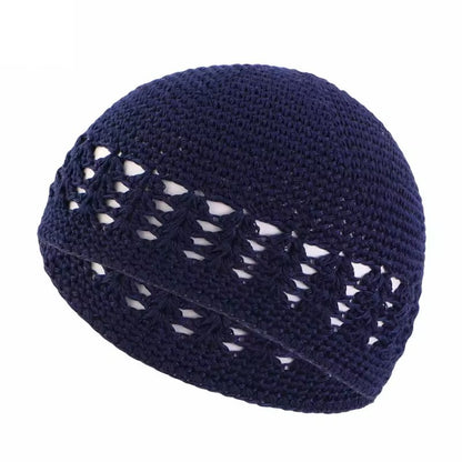 Adults' Wool Cap With Grain Pattern In Coffer Color, Made From Wool Yarn, Suitable As Ethnic Or Religious Headscarf