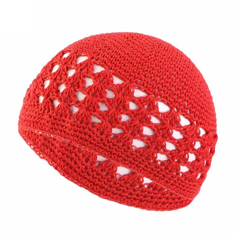 Adults' Wool Cap With Grain Pattern In Coffer Color, Made From Wool Yarn, Suitable As Ethnic Or Religious Headscarf