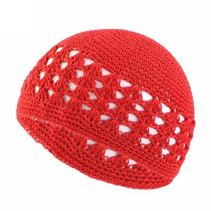 Adults' Wool Cap With Grain Pattern In Coffer Color, Made From Wool Yarn, Suitable As Ethnic Or Religious Headscarf