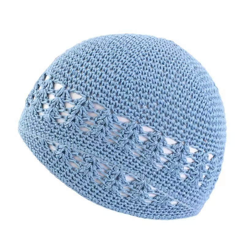 Adults' Wool Cap With Grain Pattern In Coffer Color, Made From Wool Yarn, Suitable As Ethnic Or Religious Headscarf