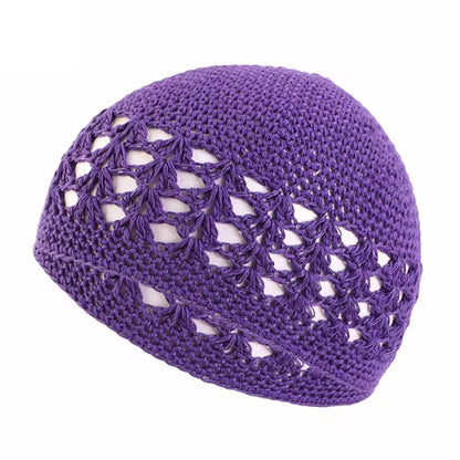 Adults' Wool Cap With Grain Pattern In Coffer Color, Made From Wool Yarn, Suitable As Ethnic Or Religious Headscarf