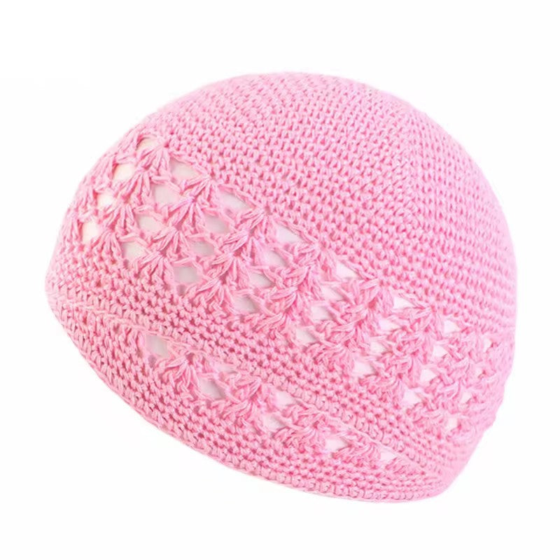 Adults' Wool Cap With Grain Pattern In Coffer Color, Made From Wool Yarn, Suitable As Ethnic Or Religious Headscarf