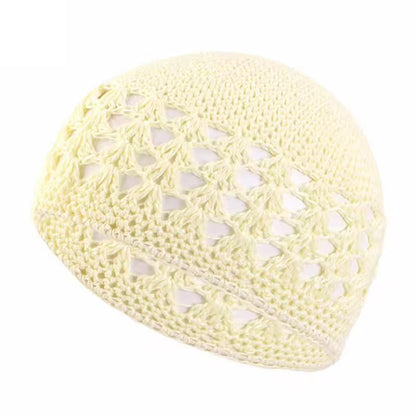 Adults' Wool Cap With Grain Pattern In Coffer Color, Made From Wool Yarn, Suitable As Ethnic Or Religious Headscarf