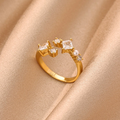 Electroplated Flowers Ring For Women In Copper With 18K Real Gold PVD Coating And Zircon Inlay