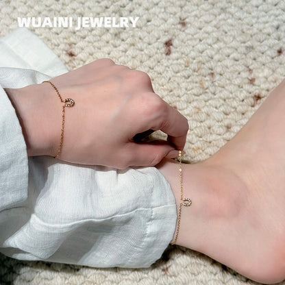 Geometric Necklace For Women In Gold, Waterproof Non Tarnish Titanium Steel With Zircon Inlay