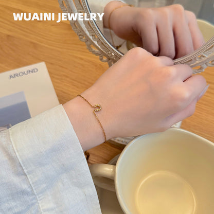 Geometric Necklace For Women In Gold, Waterproof Non Tarnish Titanium Steel With Zircon Inlay