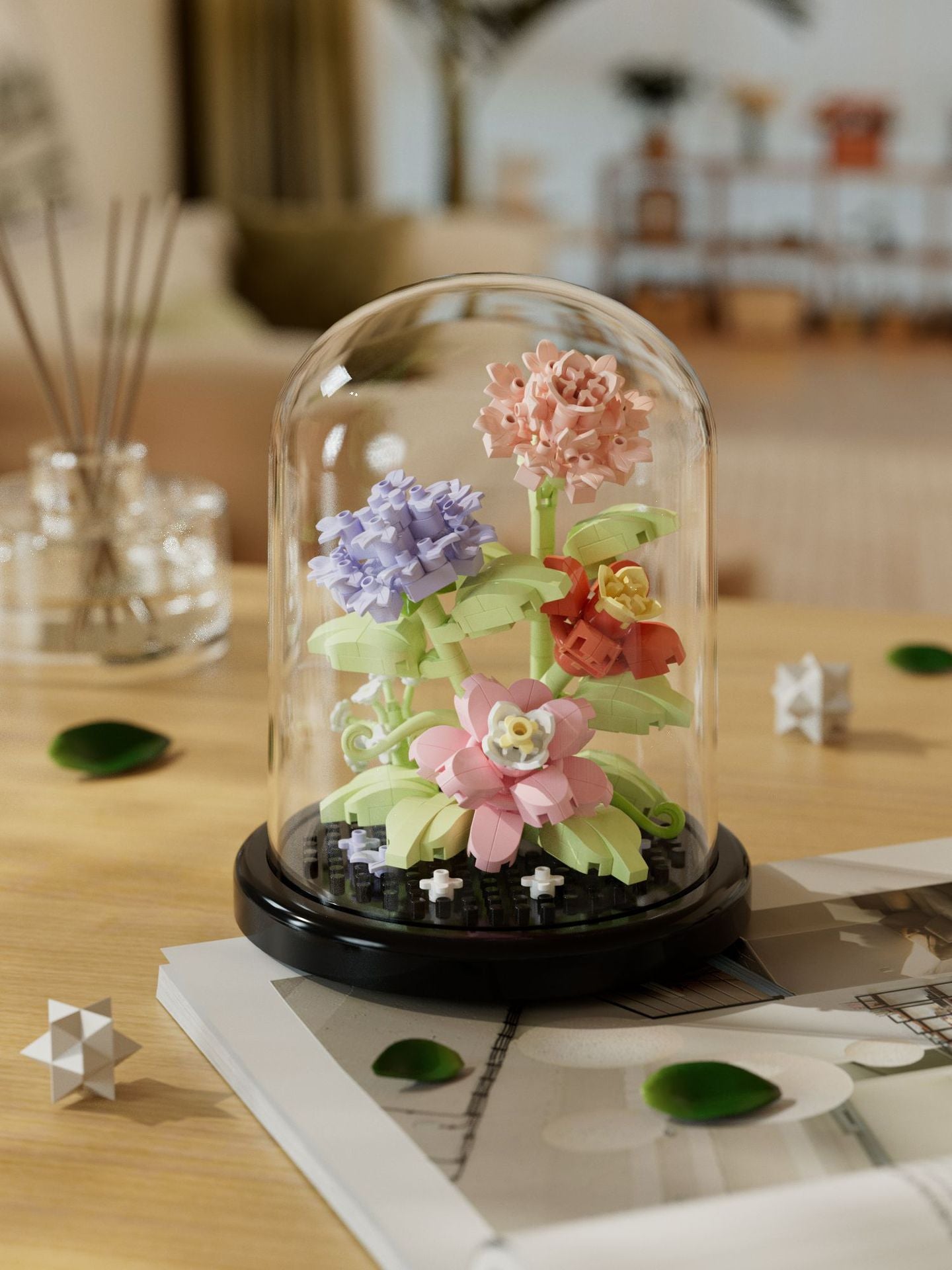Valentine's Day Multicolor Flowers Building Toys For Kids Ages 7-16, Plastic Construction Set For Children Unisex
