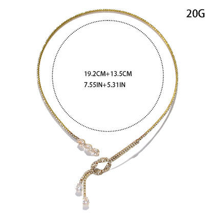Silver Alloy Tassel Choker For Women Featuring Rhinestones Pendant
