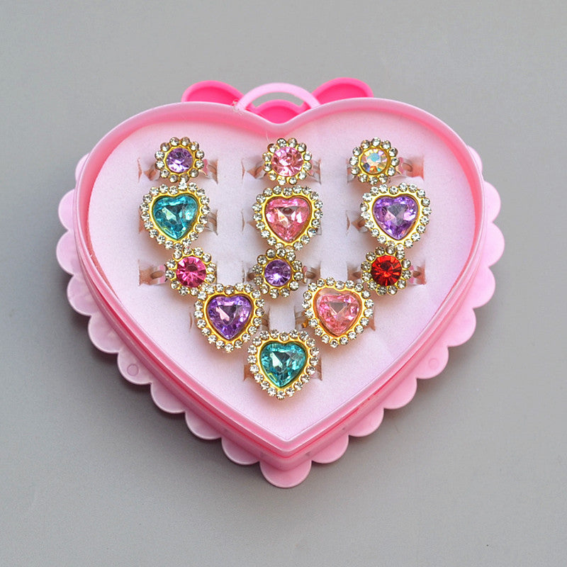 Sweet Handmade Heart Shape Adjustable Ring For Women In Purple Alloy With Rhinestones, 1 PCS Package