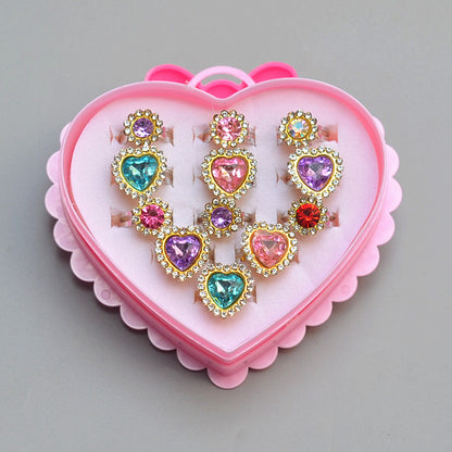 Sweet Handmade Heart Shape Adjustable Ring For Women In Purple Alloy With Rhinestones, 1 PCS Package